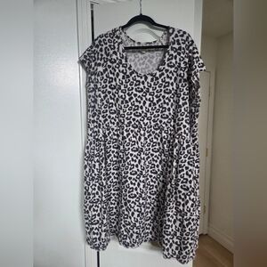 Pact Organic Cotton Leopard Print Revive Tiered Midi Dress XXL